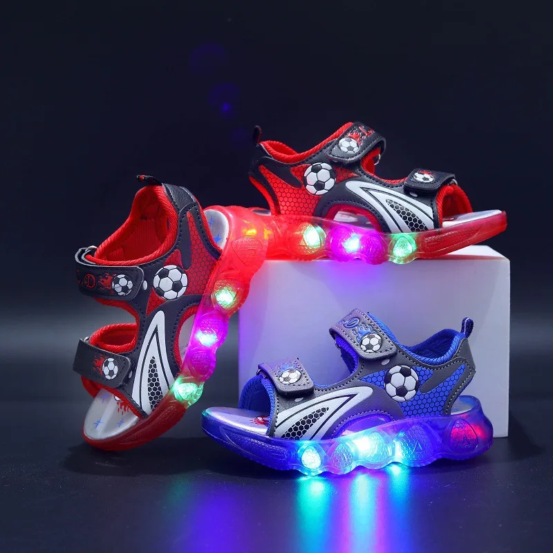European Fashion Cartoon Children Casual Shoes Summer Beach LED Lighted Kids Sandals Hot Sales Cute Boys Shoes Toddlers