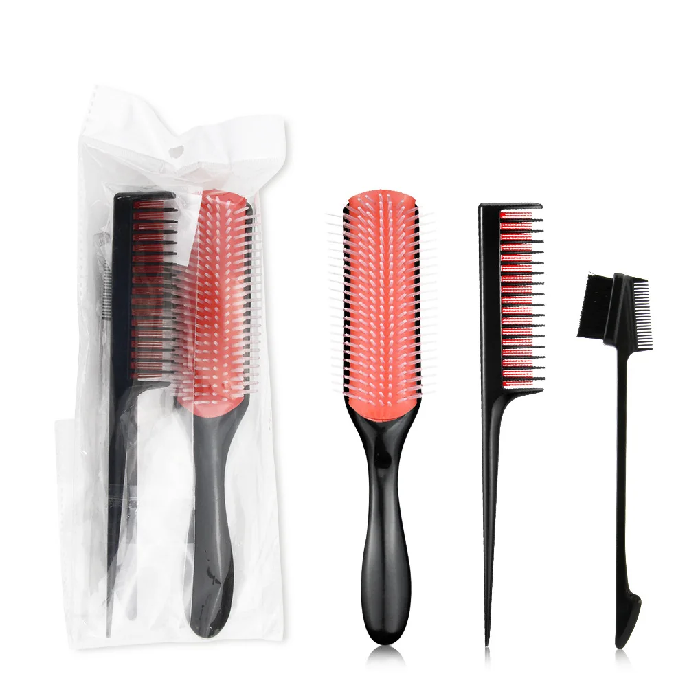 

3 piece Set Spare Rib Comb Hair Comb Two color Tipping Comb Multifunctional Eyebrow Brush