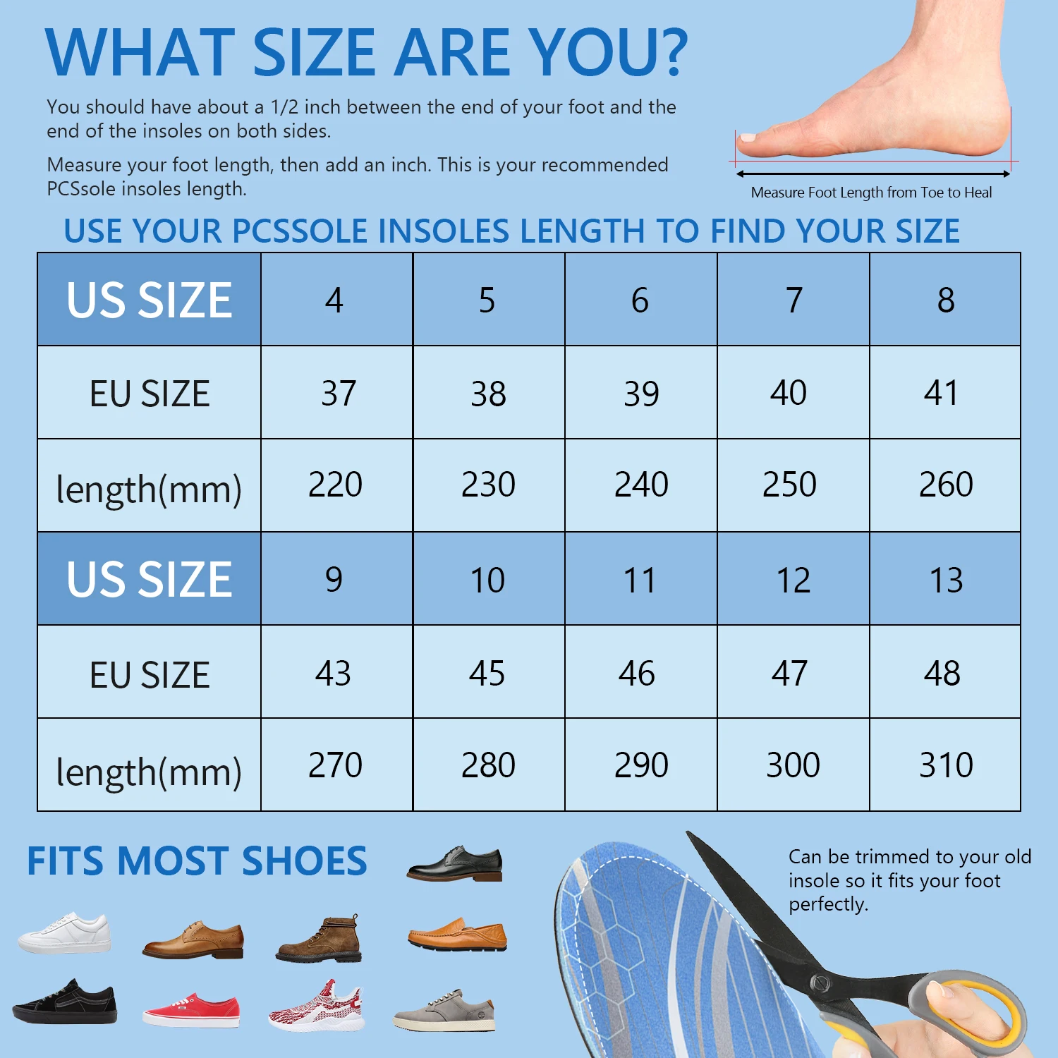 PCSsole Plantar Fasciitis Orthopedic Insoles High Arch Support Sneaker Flat Feet Orthotic Insole Men Women Plantillas for Sole