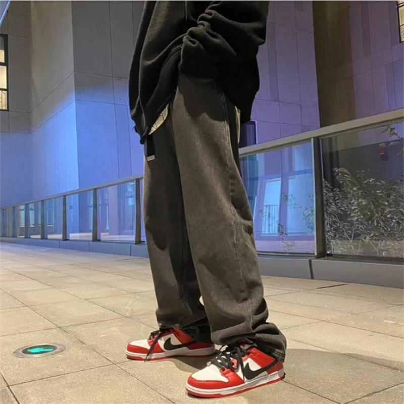 Джинсы с широкими штанинами для мужчин и женщин уличная одежда в стиле Харадзюку