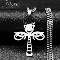 ankh key of life evil eyes scarab egyptian cross necklaces stainless steel long chain silver color necklace jewelry gifts n4554