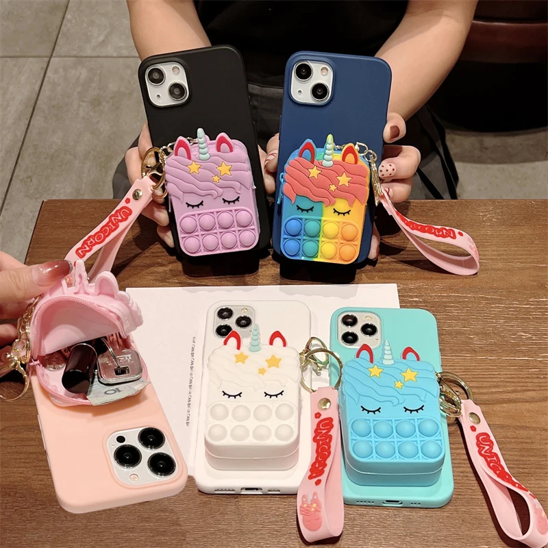 Мультяшный чехол-кошелек с пузырьковой лошадью для Xiaomi Redmi K50 K40 K30 K20 S2 GO Y2 Y3 Note 3 4 5