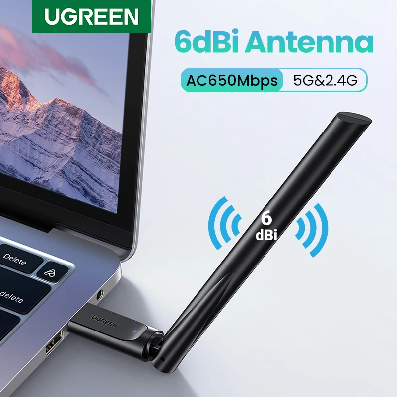 

UGREEN WiFi Adapter AC650/AC1300 5G&2.4G Antenna WiFi USB for PC Computer Windows USB Ethernet Adapter Network Card WiFi Dongle