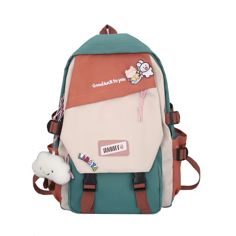 Korean Style High  School Bag Women's Contrast Color Backpack Ins Tide Middle School Students Casual Backpack