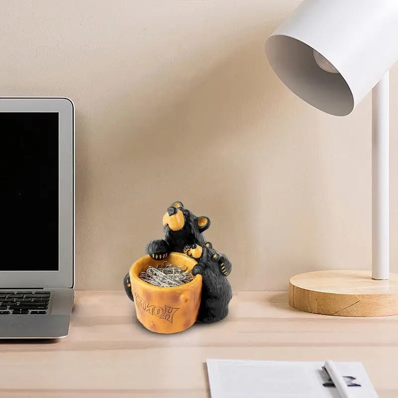 Искусственная статуя стол деревенский Декор салона черный медведь мать ребенок