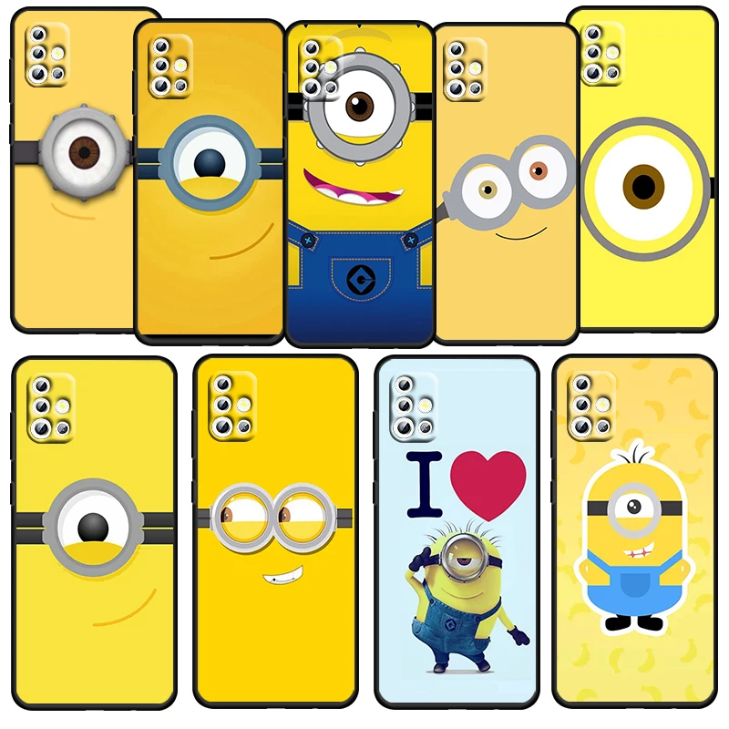 

Cute Anime Boy Minions For Samsung Galaxy A52S A72 A71 A52 A51 A12 A32 A21S 4G 5G Fundas Soft Black Phone Case Capa Coque Cover