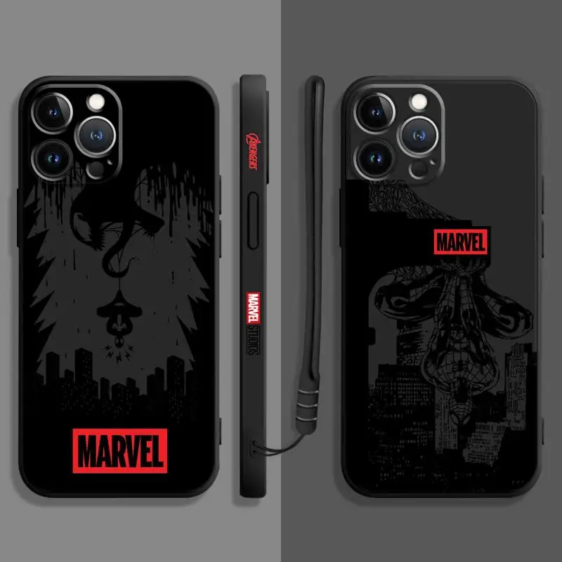 

Spider Man VS Venom Square Liquid Phone Case For Apple iPhone 14 13 12 11 Pro Max 13 12 Mini XS XR X 7 8 6 6S 5 5S Plus Cover