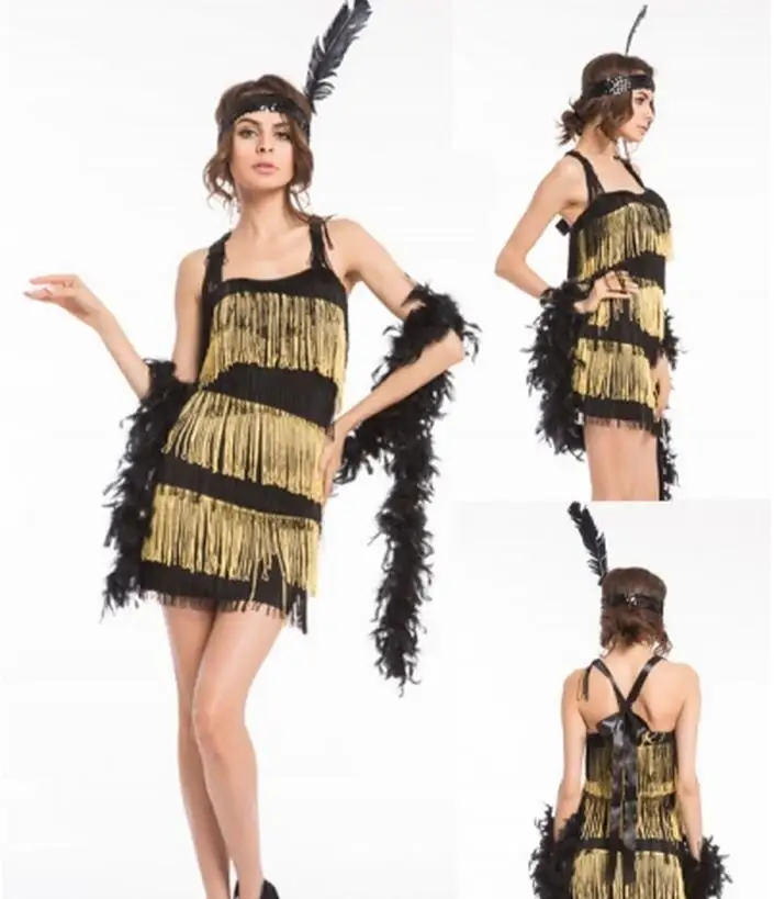 1920s Flapper Fancy Dress Costume Charleston Gangster Cosplay Outfit Halloween Costumes For Women