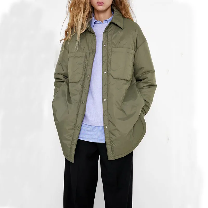 Women's Shirts Jackets Thin Parka Oversize Shirt Coats Armygreen Outerwear Coats Bf Long Sleeve Khaki Coat 2022 New