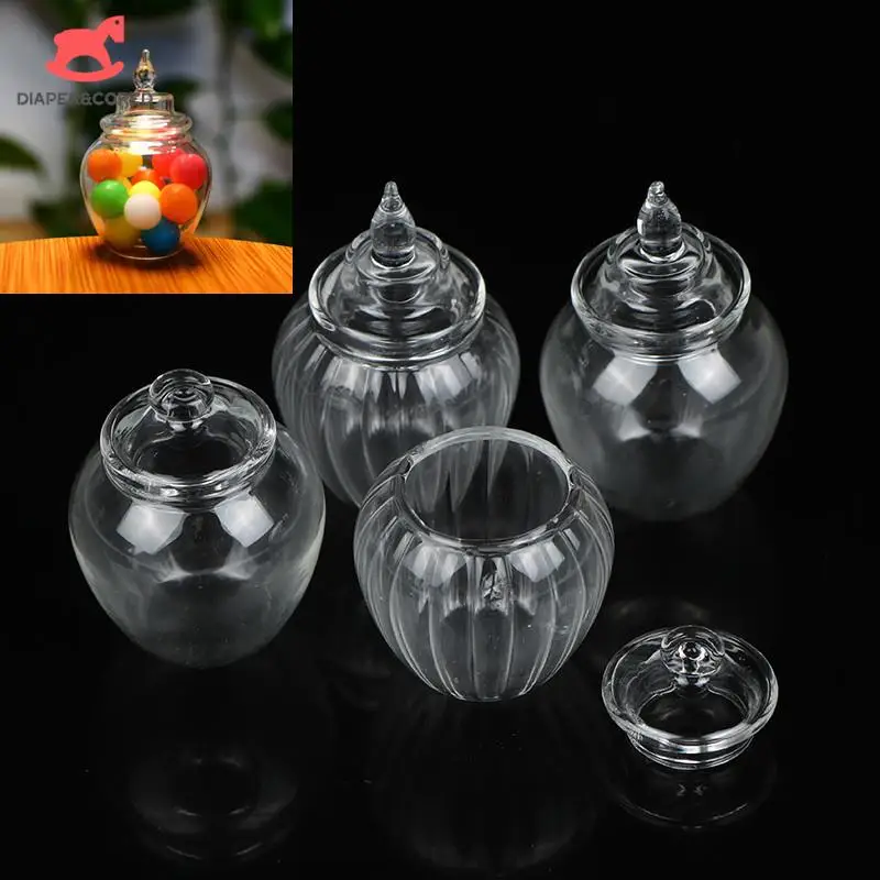 

1: 12 Dollhouse Glass Candy Fruit Jar Candy Cups Drink Furniture Miniature Dining Ware Kitchen DIY Model Decor Toy