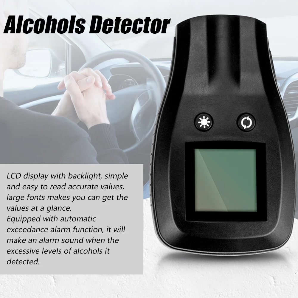 

JD-106 Portable Alcohols Tester High-Sensitive Quick Response Breath Blow Tester LCD Display with Backlight Alcohols Detector