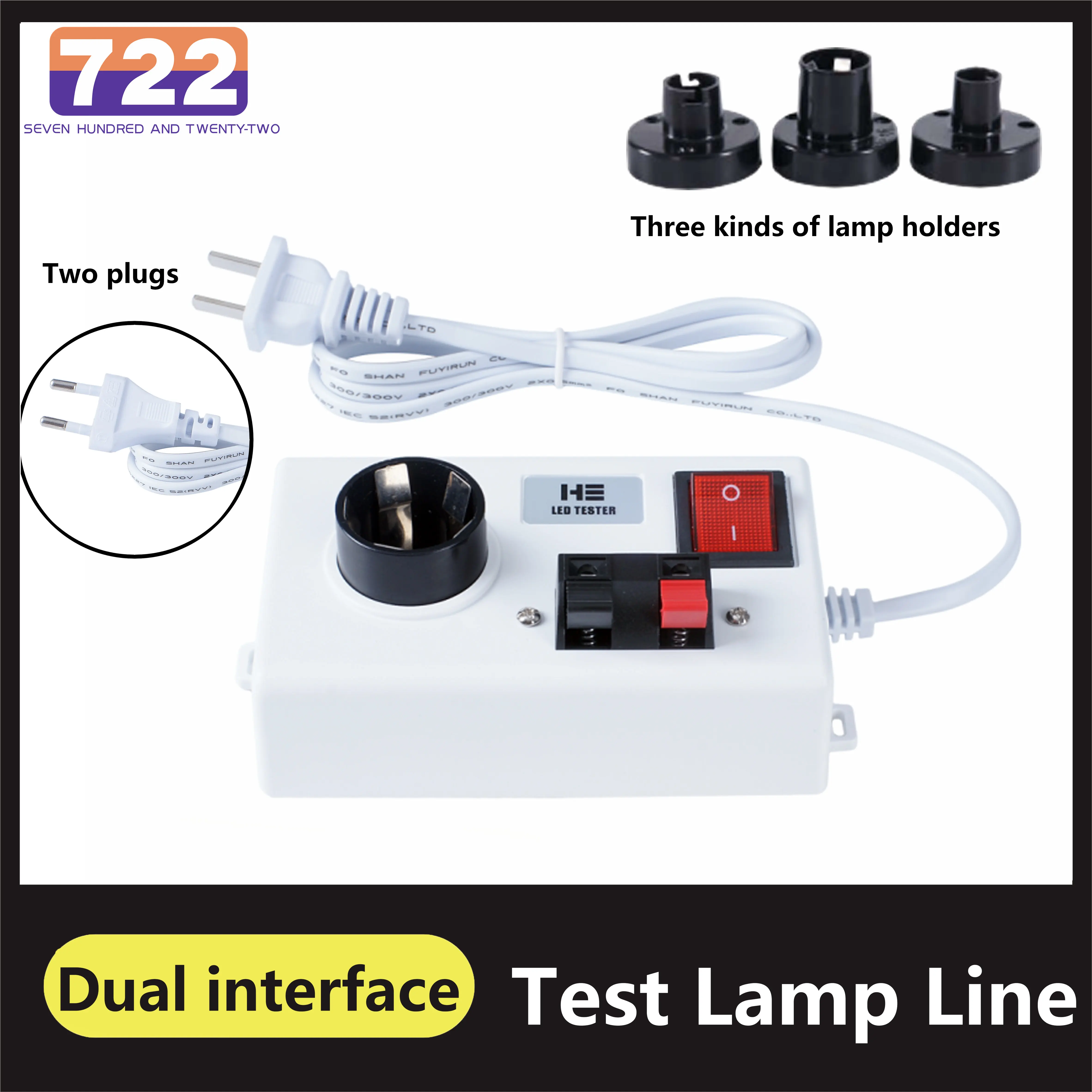 

Hot Sell Practical E14/B22/E27 Test Lamp Stand with LED Power Display EU US Plug Holder Adapter Converter ON/OFF for Bulb Lamp