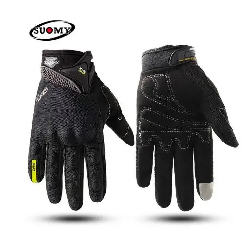 

Дышащие Мотоциклетные Перчатки SUOMY с закрытыми пальцами, качественные стильно Украшенные Нескользящие пригодные для носки перчатки большого размера XXL черного цвета