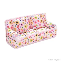 3pcslot dollhouse mini sofa set furniture for barbie doll floral fabric sofa doll accessories diy doll house decoration