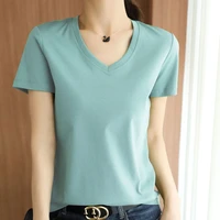 mercerized cotton 80 count v neck round neck womens cotton short sleeved t shirt
