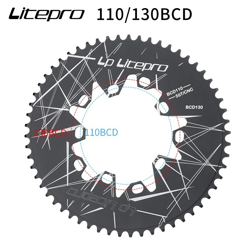 Litepro BMX Bicycle Oval Dual BCD110 BCD130MM Narrow Folding Bike 52T 54T 56T 58T 60T aluminum alloy Chainring Crankset | Спорт и