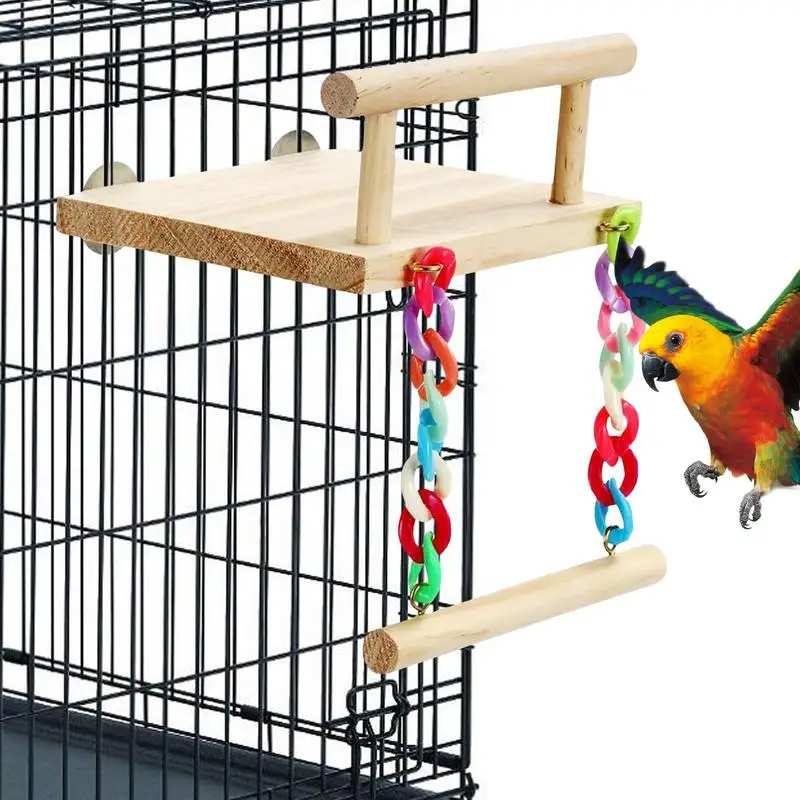 

Parrot Swing Toy Wooden Perch Stand With Screws Bird Cage Accessories For Parakeets Tigresses Canaries Lovebirds pet supplies