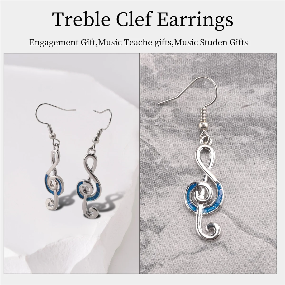Изысканные серьги с музыкальным символом скрипичным ключом нотами