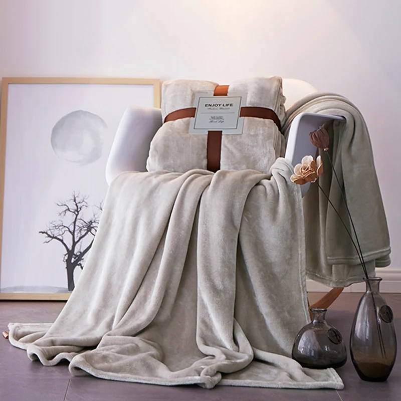

Flannel Thick Blanket Cover Sofa Warm Winter Plush Adult Luxury Soft Comfy Nordic Blanket Beds Coperta Household Products DG50TZ