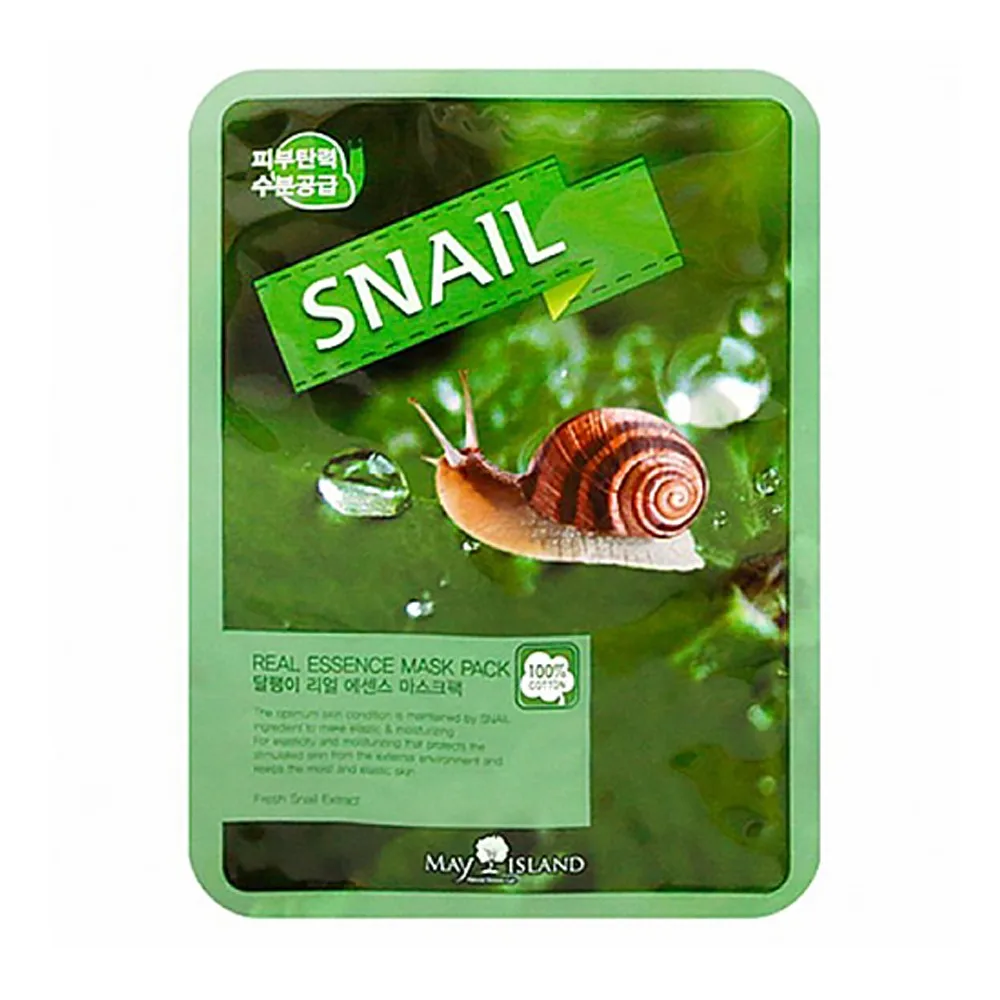 May Island Тканевые маски для лица с экстрактом слизи улитки Snail Real Essence Mask Pack 10 шт.