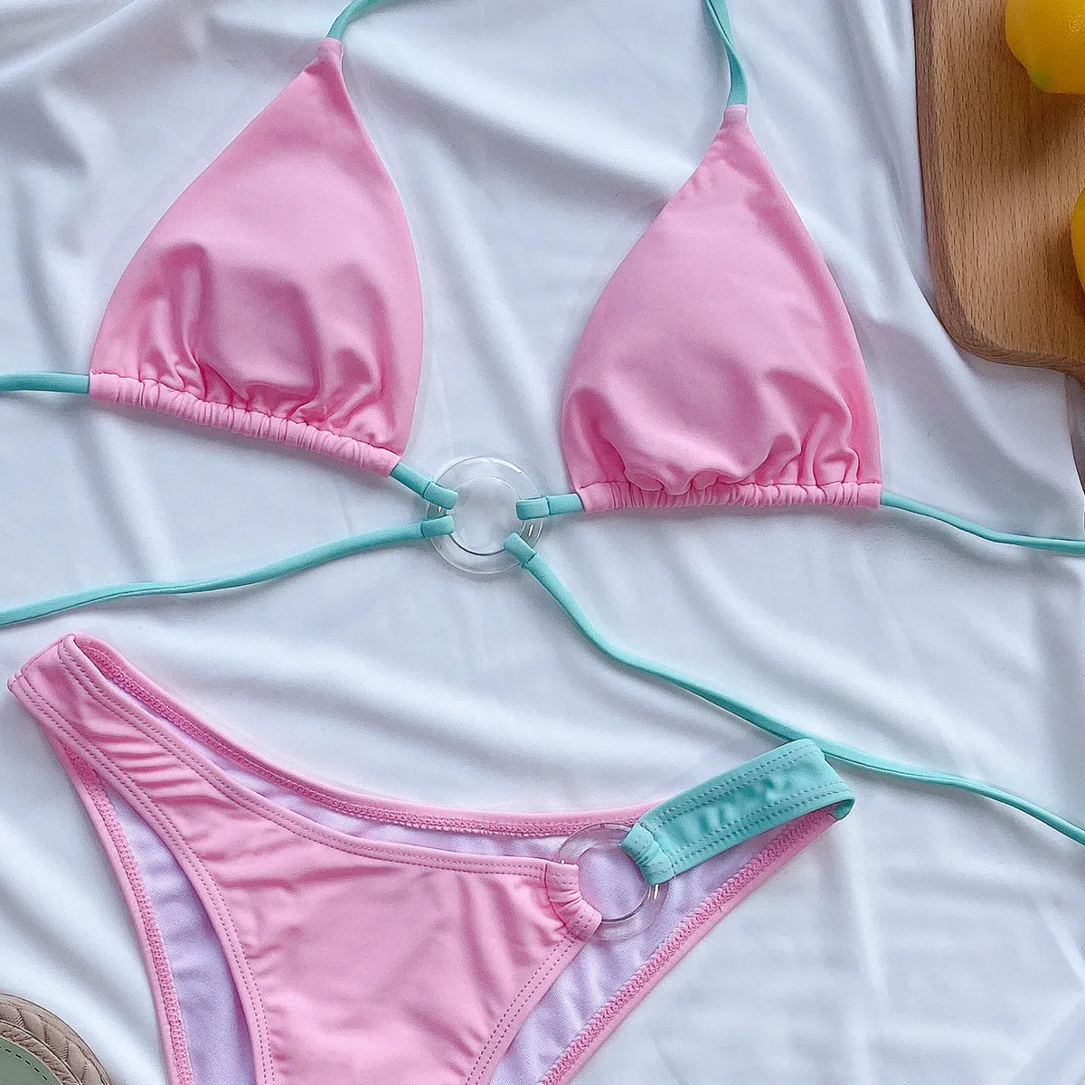 Женское раздельное бикини недорогой летний сексуальный бандажный купальник для