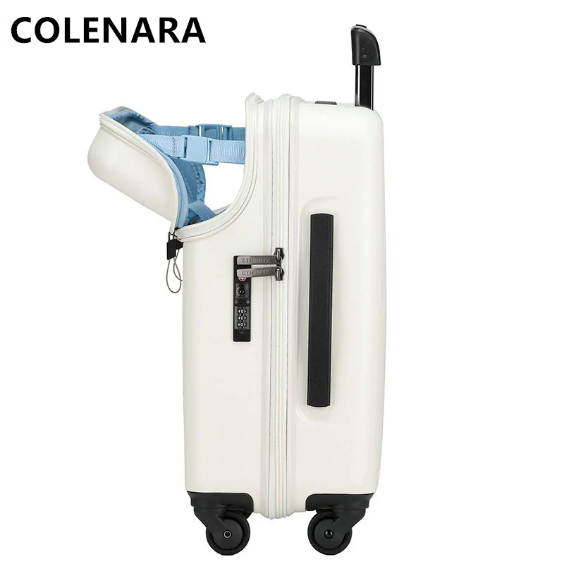 COLENARA Suitcase New Boys Trolley Bags Girls Open Before The Silent Multifunctional Boarding Boxes with Wheels Rolling Luggage