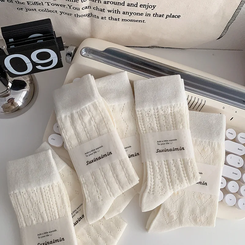 

CHAOZHU 2023 New Spring Summer Hollow Out Summer Twist Soft Cotton Knitting High Quality Women Socks Thin Breathable