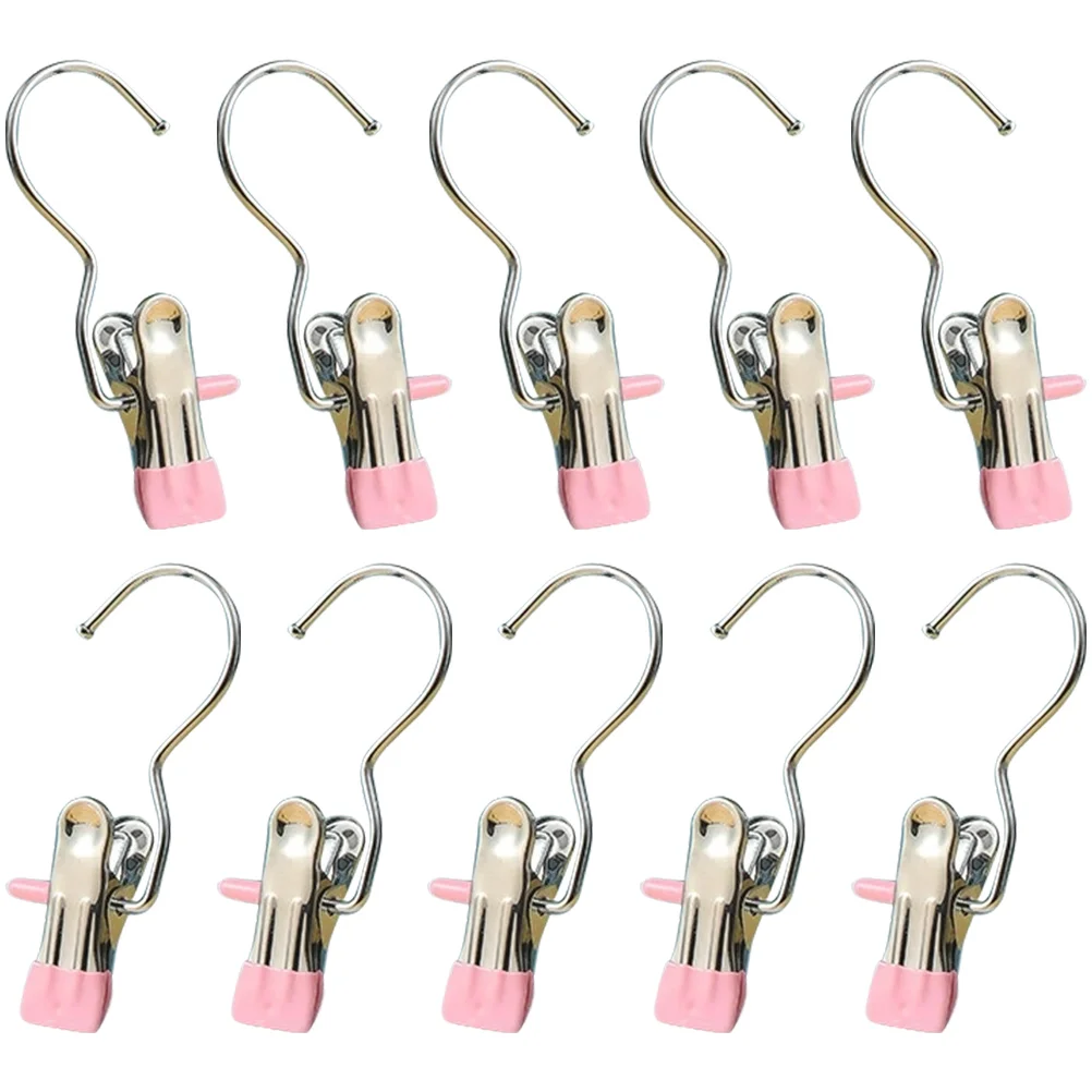 

10 Pcs Hook Clip Sock Hooks Metal Clips Multi Functional Pants Rack Display Wardrobes Hanger Adjustable Hangers Purpose Single