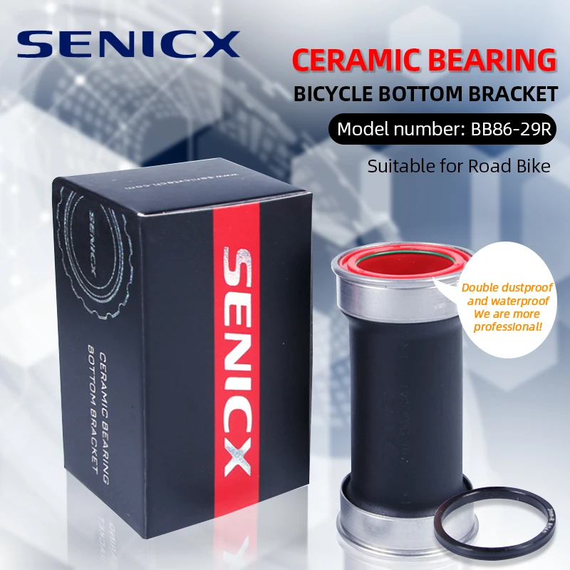 Фото Каретка SENICX BB86 DUB Press Fit 41 мм с керамическими подшипниками, подходит для шатунов SRAM DUB с осью 28,99 мм для шоссейных и гравийных велосипедов. №1