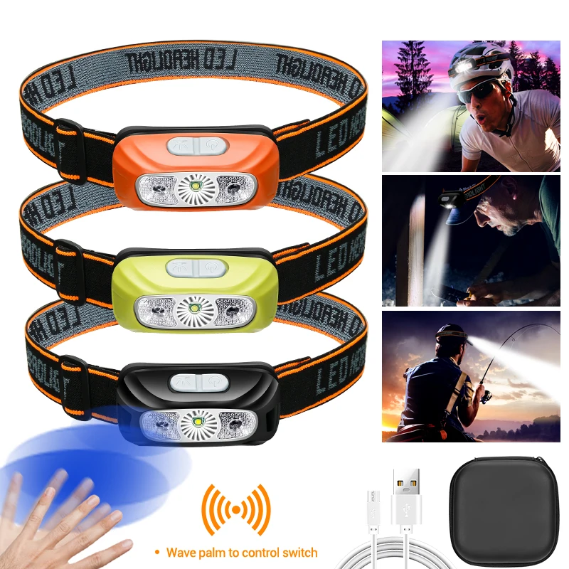 

Mini LED Portable Headlight USB Rechargeable Built in Battery Induction Headlight Fishing Camping Torch Headlight