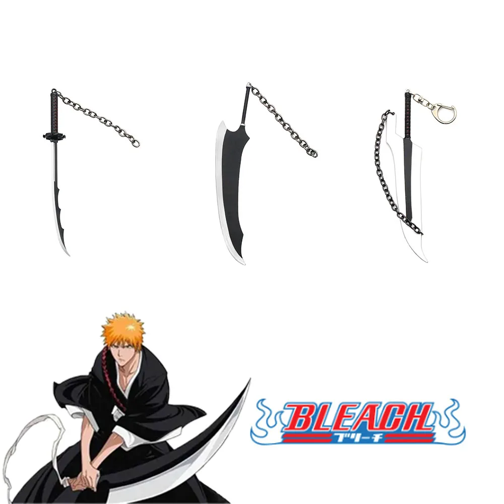 

Anime Bleach Keychains Kurosaki Ichigo Zangetsu Sword Keychain Cosplay Weapon Pendant Key Chain Accessories Fan Gifts