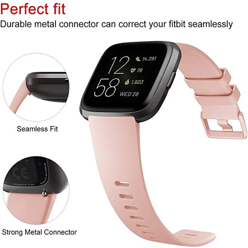 Soft Silicone Secure Adjustable Band For Original Fitbit Versa 2/Versa Lite Band Wristband Strap Bracelet Fit Bit Watch Straps
