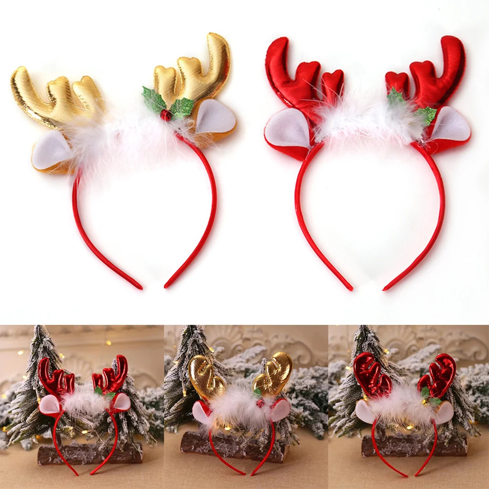 

Christmas Hair Hoop Elk Horn Antler Five Pointed Star Headwear Children Headband Christmas Decorations Gift For Kids 24.5x18.5cm