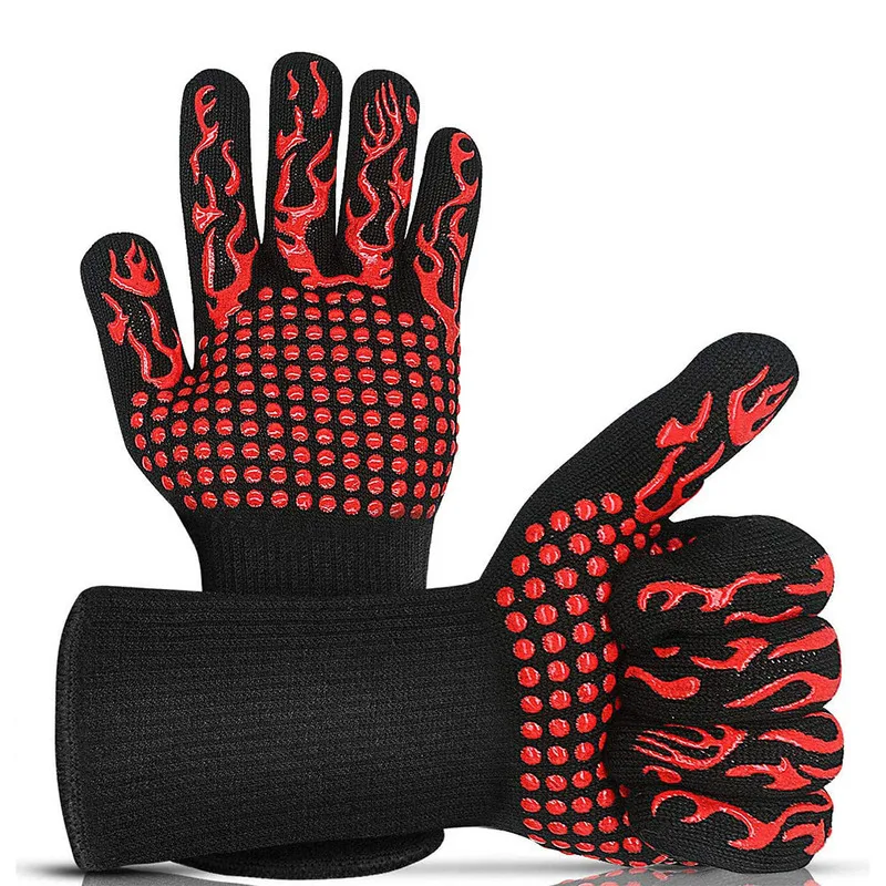 

A Pair Heat Resistant Oven Mitts Silicone Cooking Pots Barbecue Gloves Microwave Oven Gloves Potholders for Kitchen