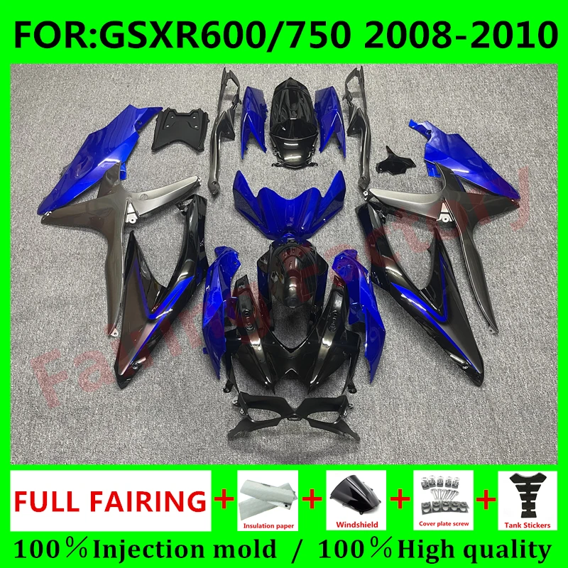 

NEW ABS Motorcycle Whole Fairing kit fit for GSXR600 750 08 09 10 GSXR 600 GSX-R750 K8 2008 2009 2010 Fairings set blue black