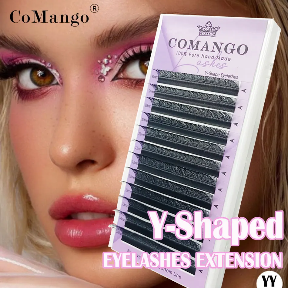 

CoMango YY Shaped Lashes Bunches Eyelashes Split Tips Lash Wholesale Extensions Lashes Individual Mink Y Eye-lash Cíli Vendor