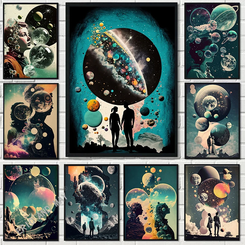 

A Cosmic Surrealism Fantastic Posters Cosmic Brain Black Hole Canvas Painting Posters and Prints for Living Room Home Decor