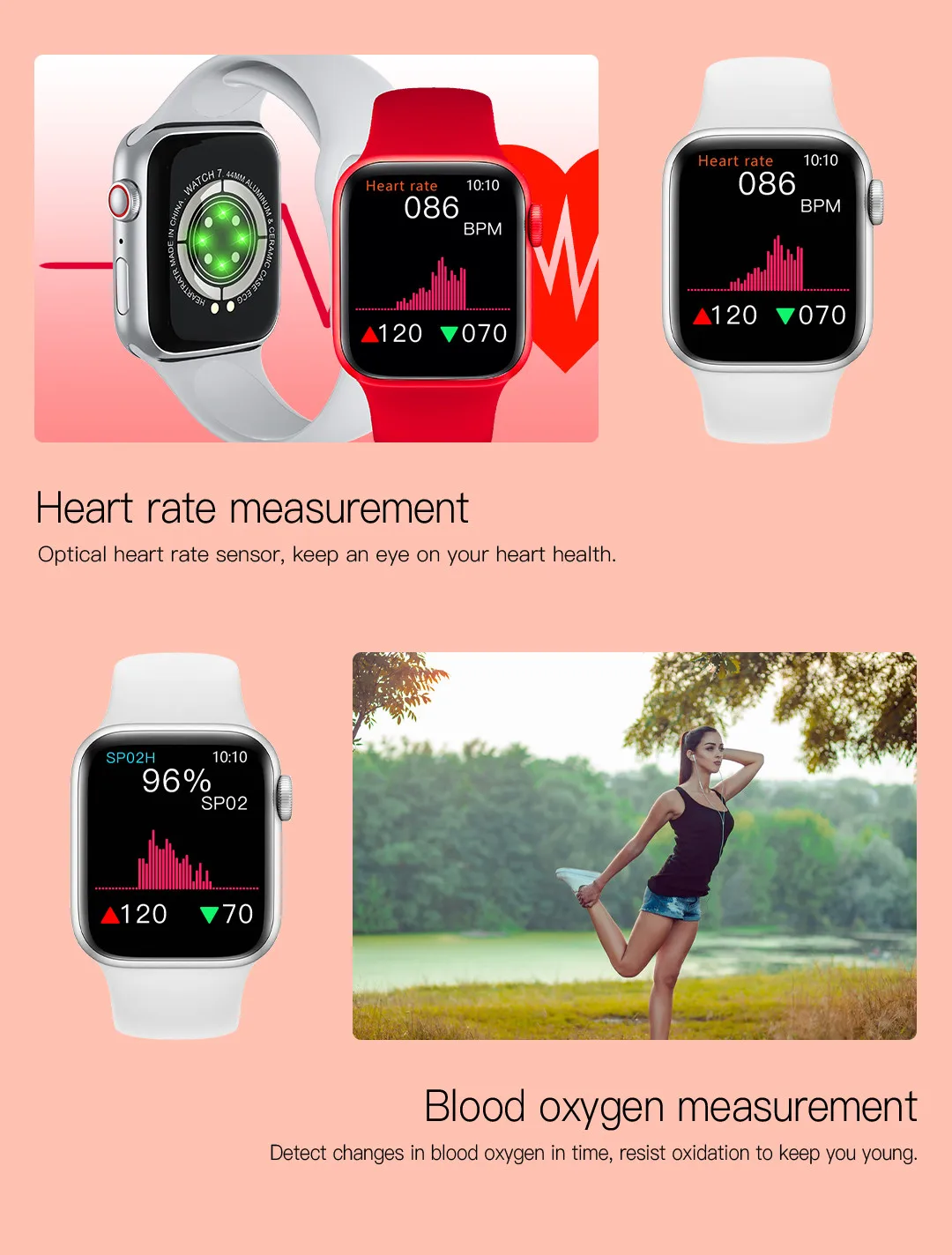 Смарт-часы S7 с Bluetooth вызовами монитором сердечного ритма и кровяного давления IP67