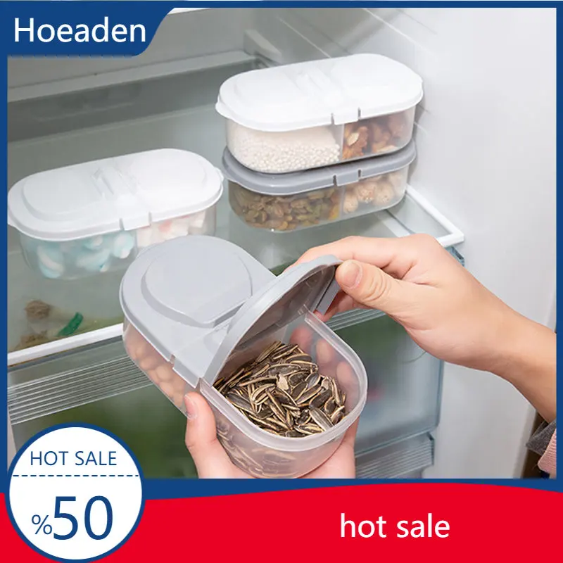 

Plain Double Compartment With Lid Food And Fruit Sealing Jar Multifunctional Kitchen Refrigerator Plastic Storage Box