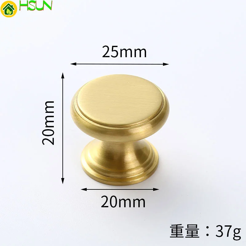 Золотая простая ручка для ящика шкафа из чистой меди латунная круглая двери