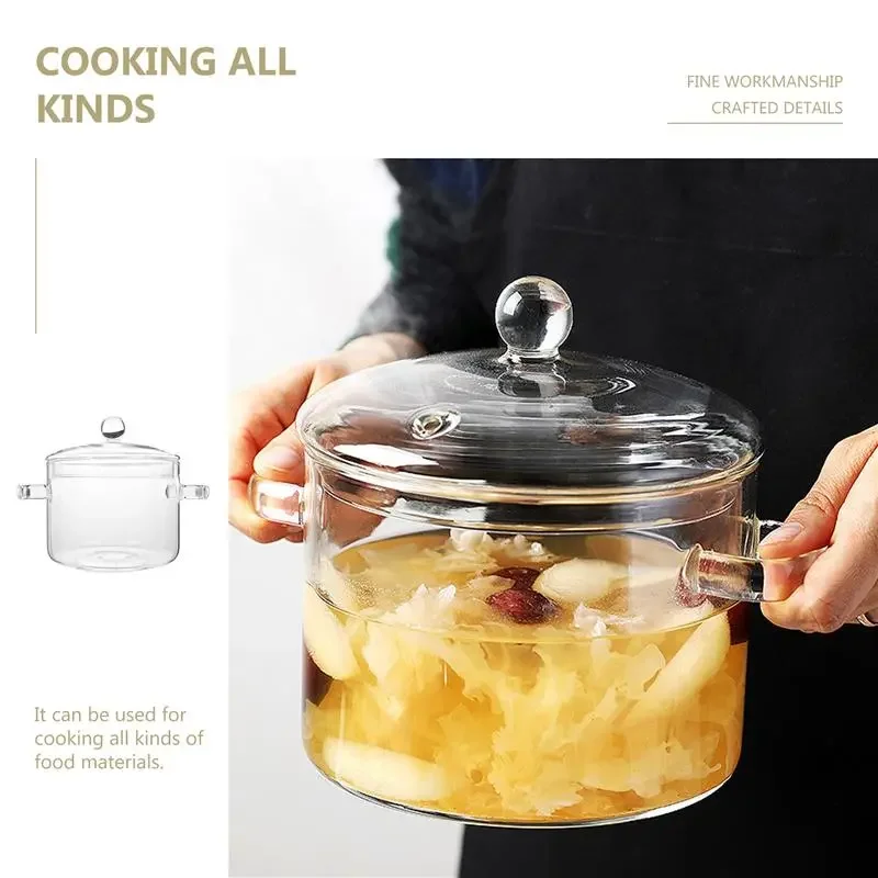 

Heat Pot Transparent Cookware for Home Cooking Pot Noodles Glass Pot Resistant Glass Cooking Soup Porridge