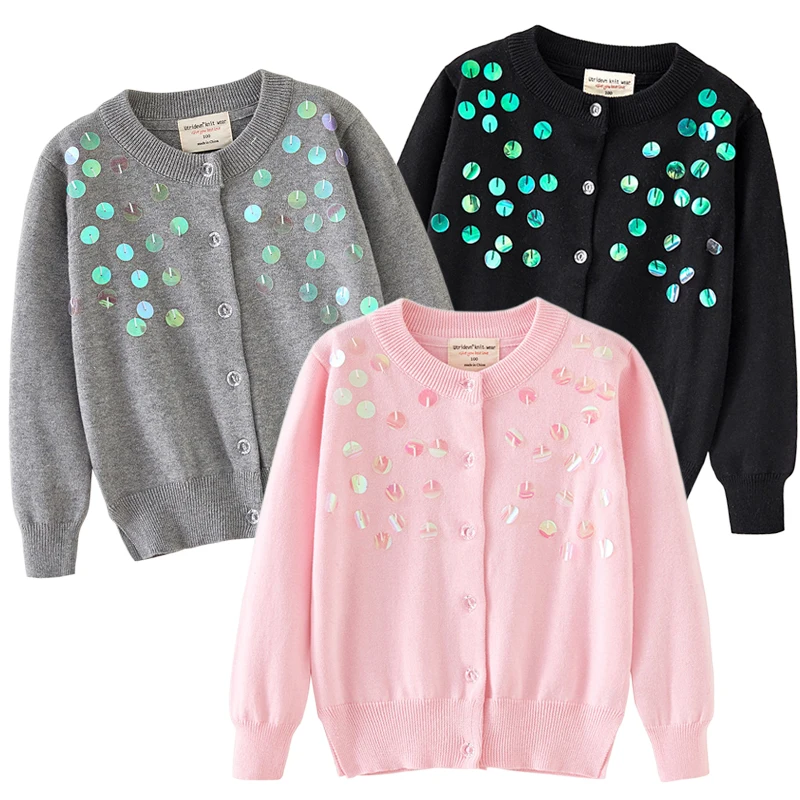 

Детский кардиган, осеннее пальто для малышей, зимние вязаные свитера с блестками для девочек, хлопковая куртка для маленьких девочек, свитеры, детская одежда