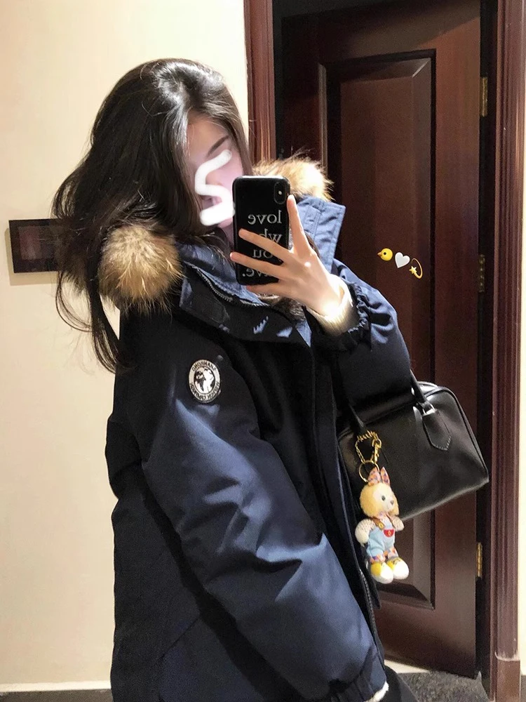 Темно-синий пуховик-карго Parker одежда на хлопковой подкладке женская зимняя