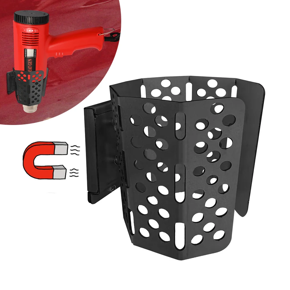 FOSHIO Black Metal Holder Stand with Strong Magnet for Car Vinyl Wrap Heat Gun Auto Protective Film Hot Air Gun Support Bracket