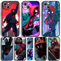 anime art marvel spider man phone case for apple iphone 11 12 13 14 max mini 5 6 7 8 s se x xr xs pro plus black luxury silicone