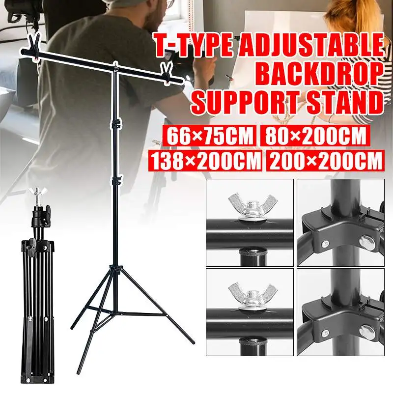 

Photography Photo Studio T-Shape Backdrop Background Stand Frame Support System Kit For Video Chroma Key Green Screen With Stand