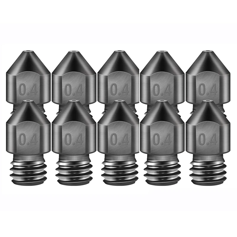 

10Pcs 3D Printer MK8 0.4mm High Temperature Hardened Steel Extruder Nozzles for Makerbot, Creality CR-10 Ender 3, Prusa i3