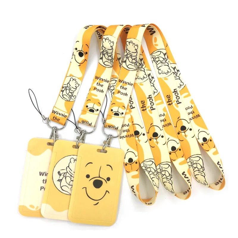 Pooh Bear Winnie Key lanyard Car KeyChain ID Card Pass Gym Mobile Phone Badge Kids Key Ring Holder Jewelry Decorations Subway