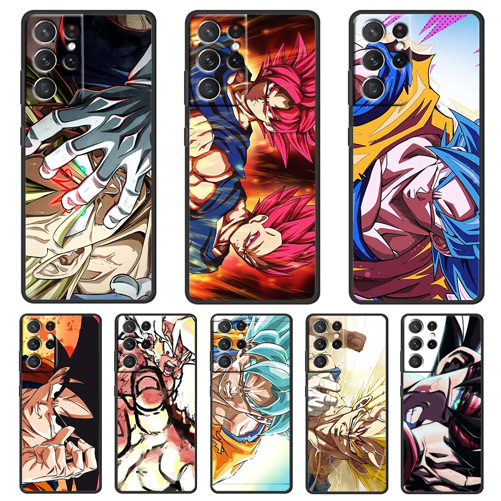 

Black Phone Case For Samsung Galaxy S23 S22 S21 S20 FE Ultra Pro Lite S10 S10E S9 Plus 5G Anime D-Dragons B-Balls Goku Cool Capa