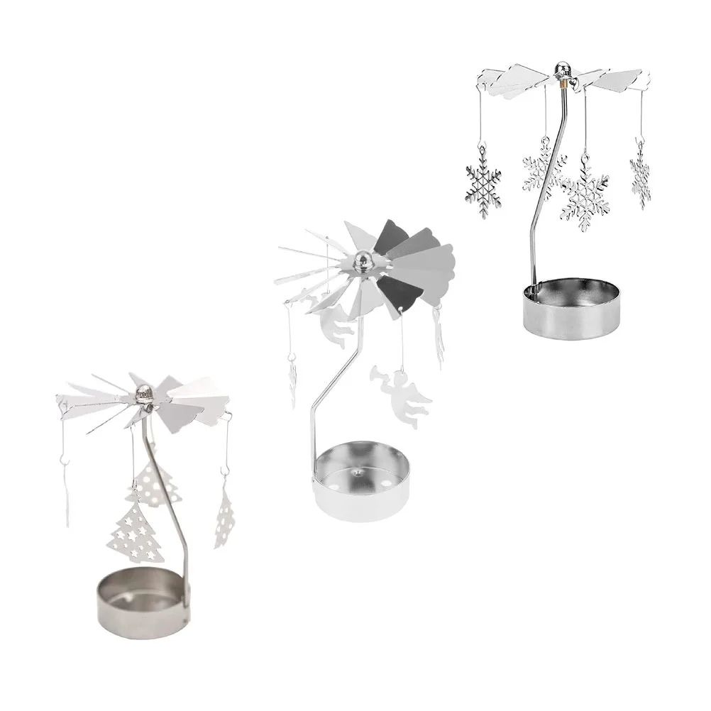 

Holder Christmas Rotating Tealight Candlestick Carousel Holdersmetal Rotary Stand Table Desktop Candlestickstea Light Holiday